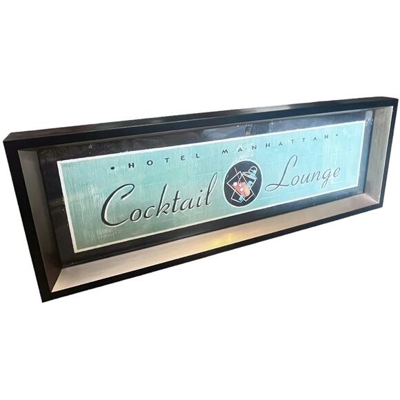 VTG Hotel Manhattan Cocktail Lounge ART Framed 25.5" Angela Staehling Painting